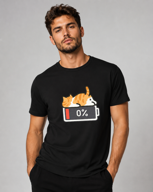 Low Battery Cat T-shirt - Unisex Classic Crew T-Shirt