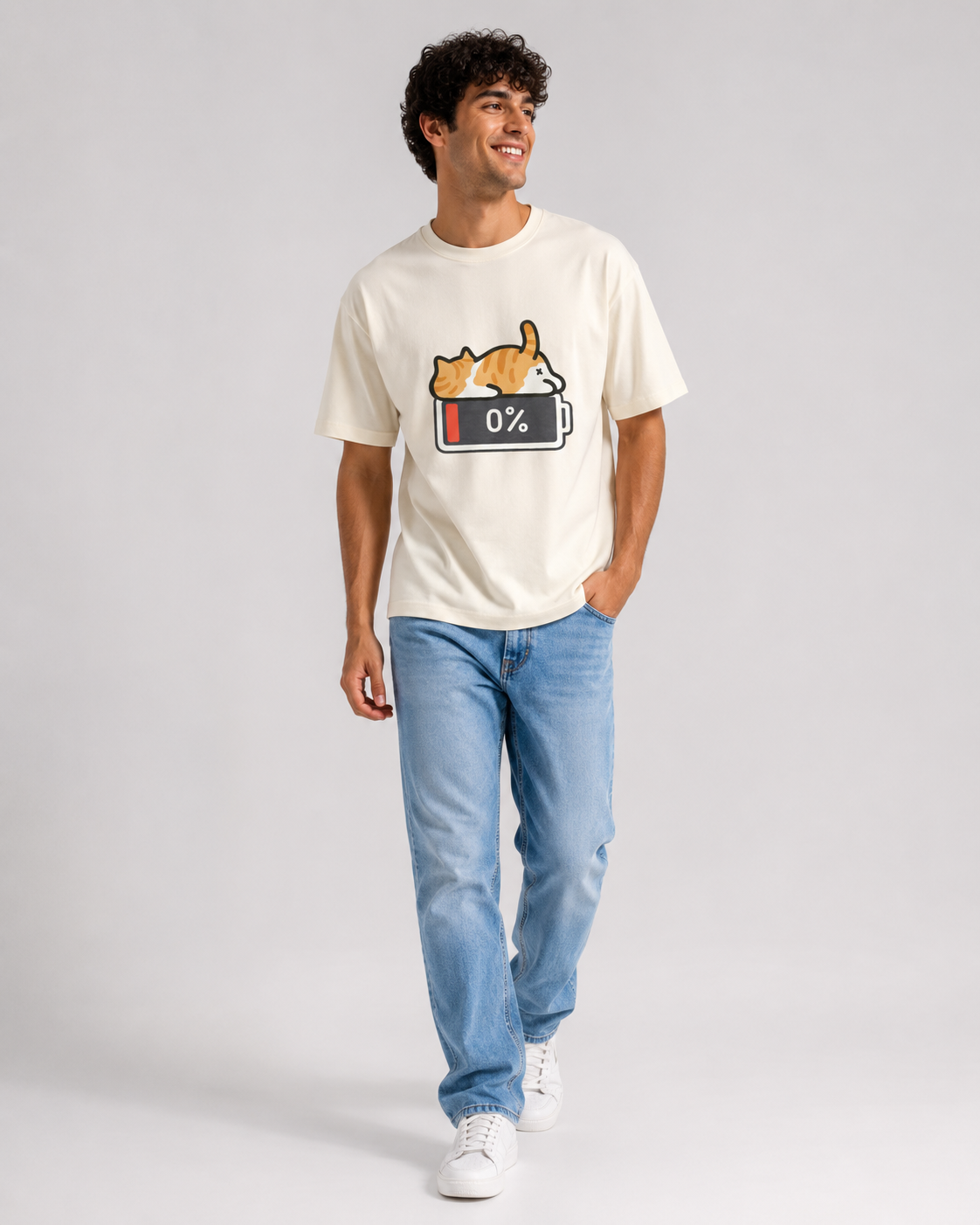 Low Battery Cat T-shirt - Unisex Classic Crew T-Shirt