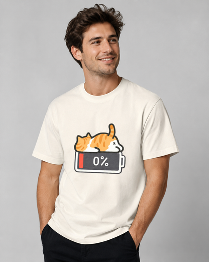 Low Battery Cat T-shirt - Unisex Classic Crew T-Shirt