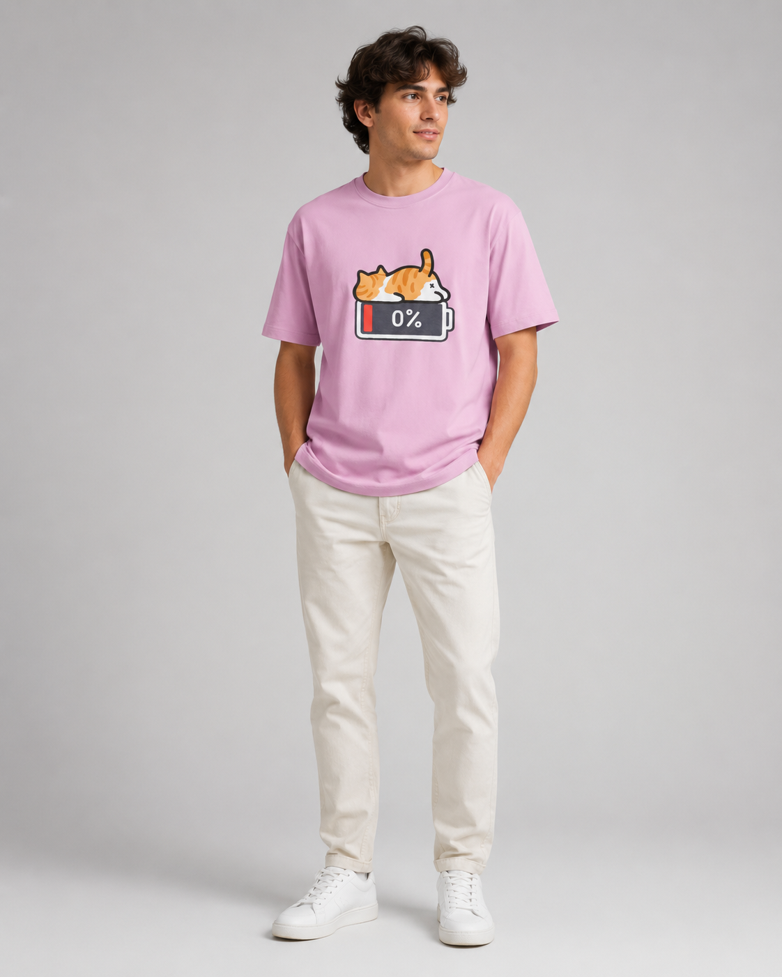 Low Battery Cat T-shirt - Unisex Classic Crew T-Shirt