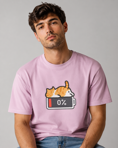 Low Battery Cat T-shirt - Unisex Classic Crew T-Shirt