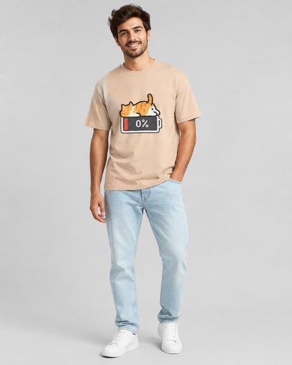 Low Battery Cat T-shirt - Unisex Classic Crew T-Shirt
