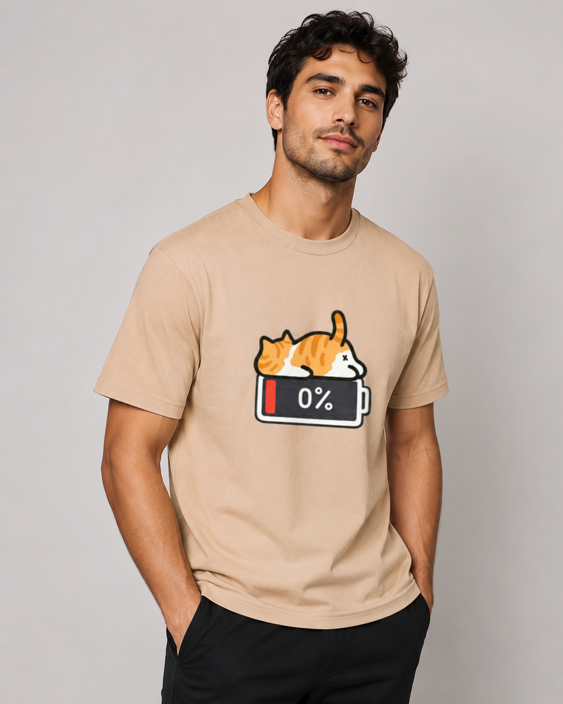 Low Battery Cat T-shirt - Unisex Classic Crew T-Shirt