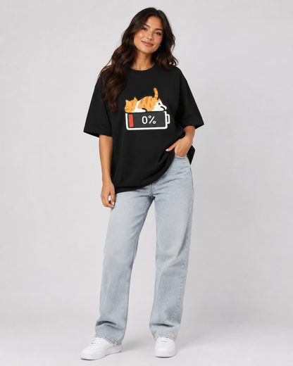 Low Battery Cat T-shirt - Women