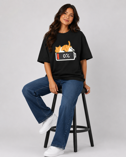 Low Battery Cat T-shirt - Women