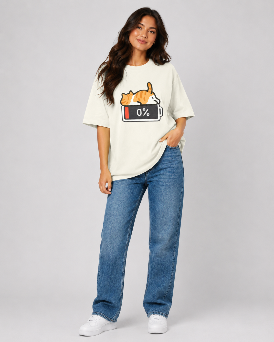 Low Battery Cat T-shirt - Women