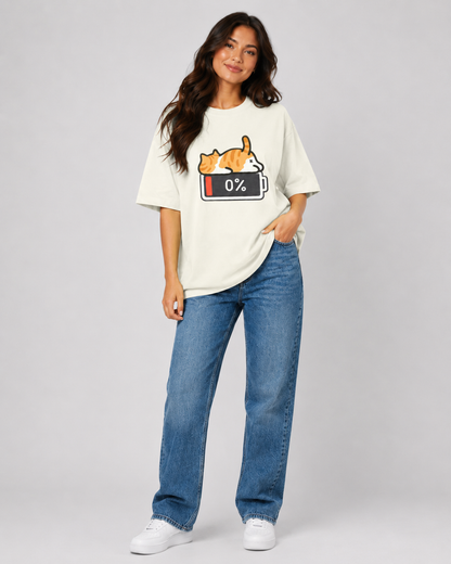 Low Battery Cat T-shirt - Women
