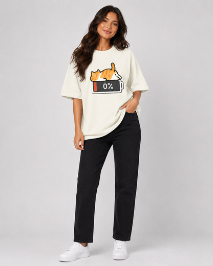 Low Battery Cat T-shirt - Women