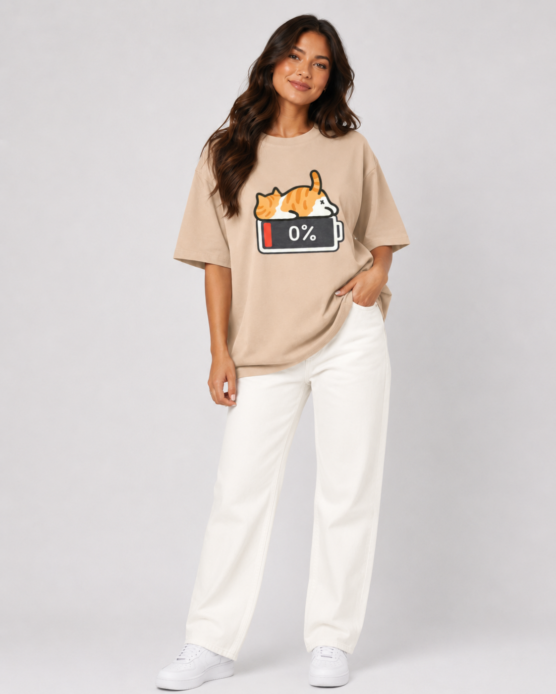 Low Battery Cat T-shirt - Women
