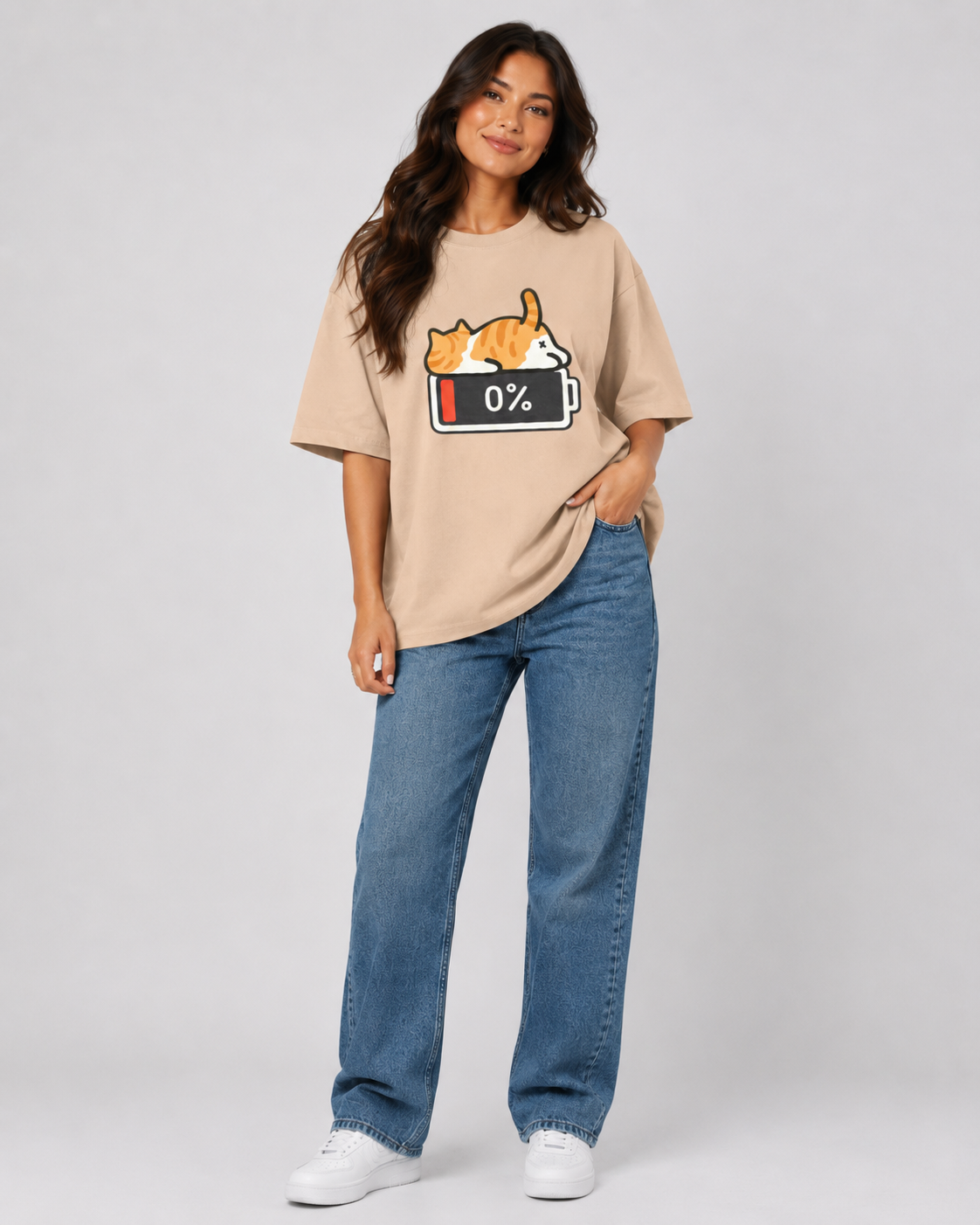 Low Battery Cat T-shirt - Women