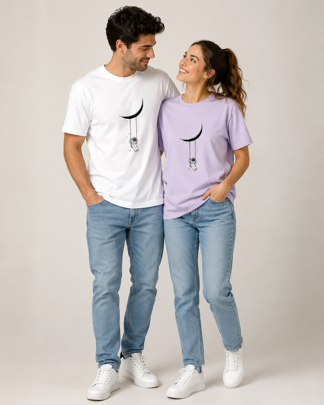 Moon Drift Graphic Tee-Unisex Classic Crew T-Shirt