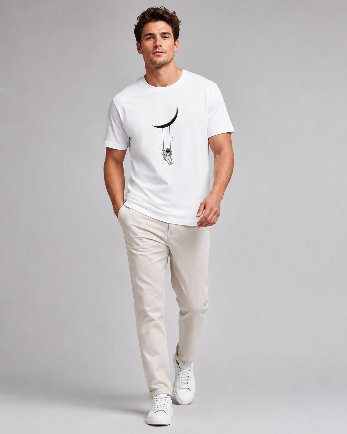 Moon Drift Graphic Tee-Unisex Classic Crew T-Shirt