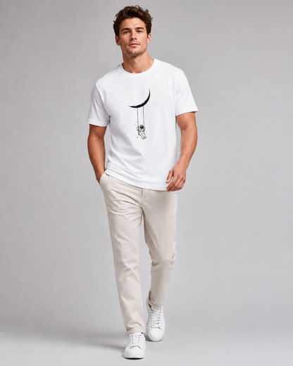 Moon Drift Graphic Tee-Unisex Classic Crew T-Shirt