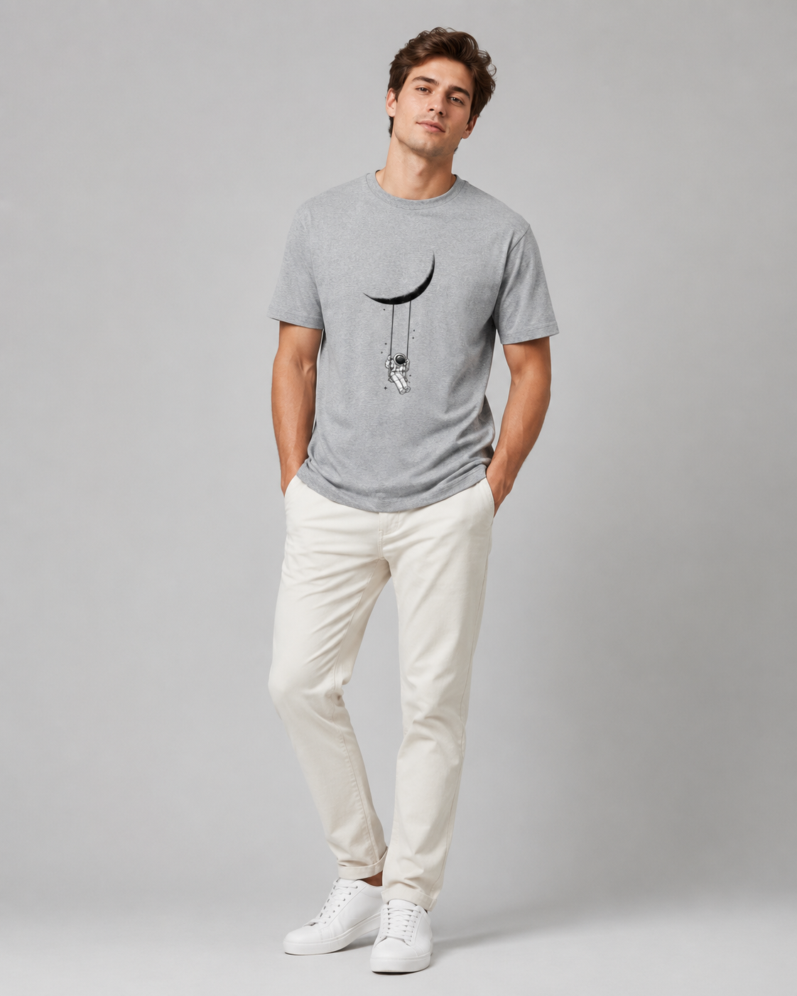 Moon Drift Graphic Tee-Unisex Classic Crew T-Shirt