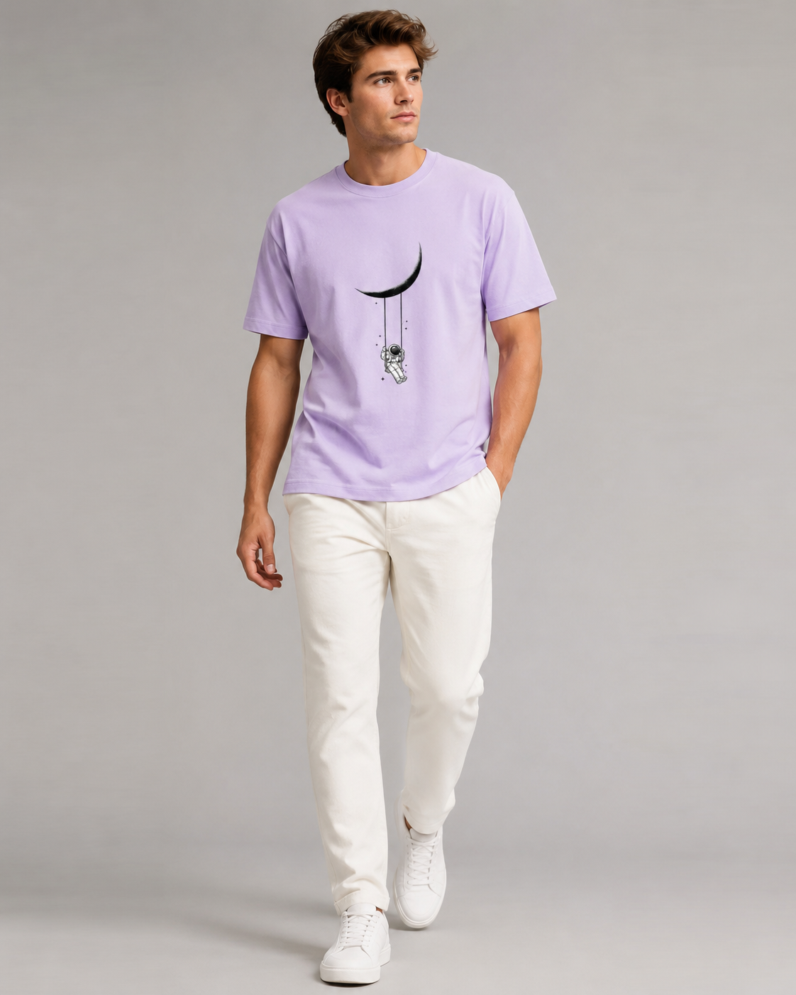 Moon Drift Graphic Tee-Unisex Classic Crew T-Shirt
