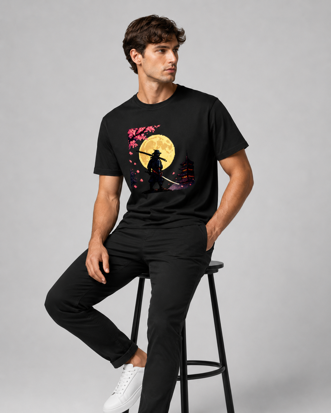 Moonlit Samurai T-shirt - Unisex Classic Crew T-Shirt