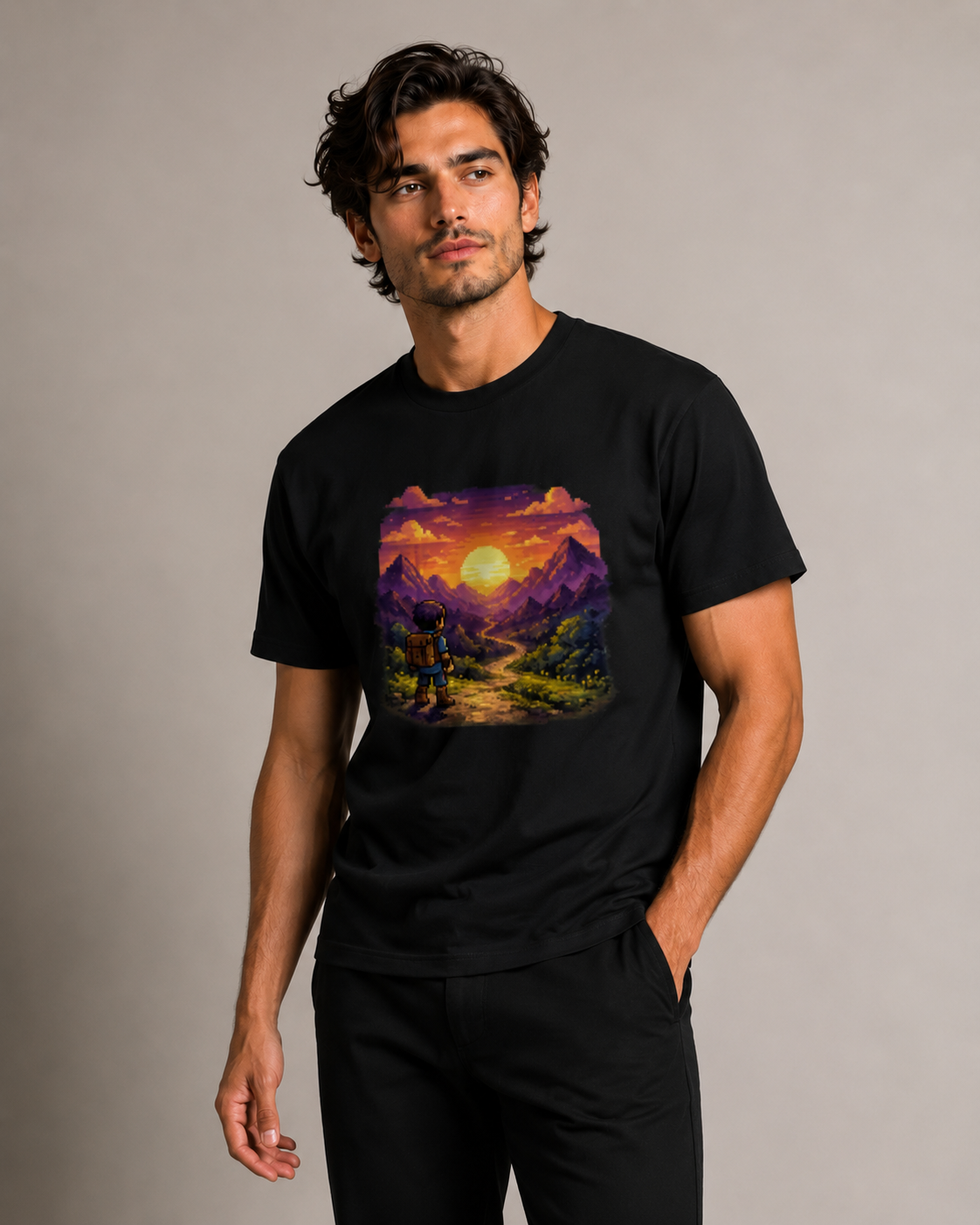 Pixel Journey T shirt- Unisex Classic Crew T-Shirt
